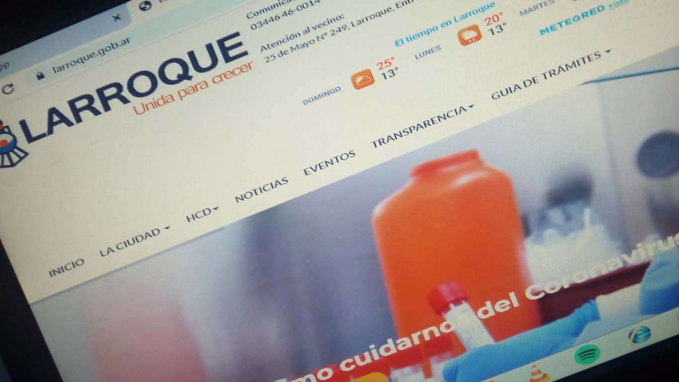 Larroque: la página oficial del municipio actualizó su sistema