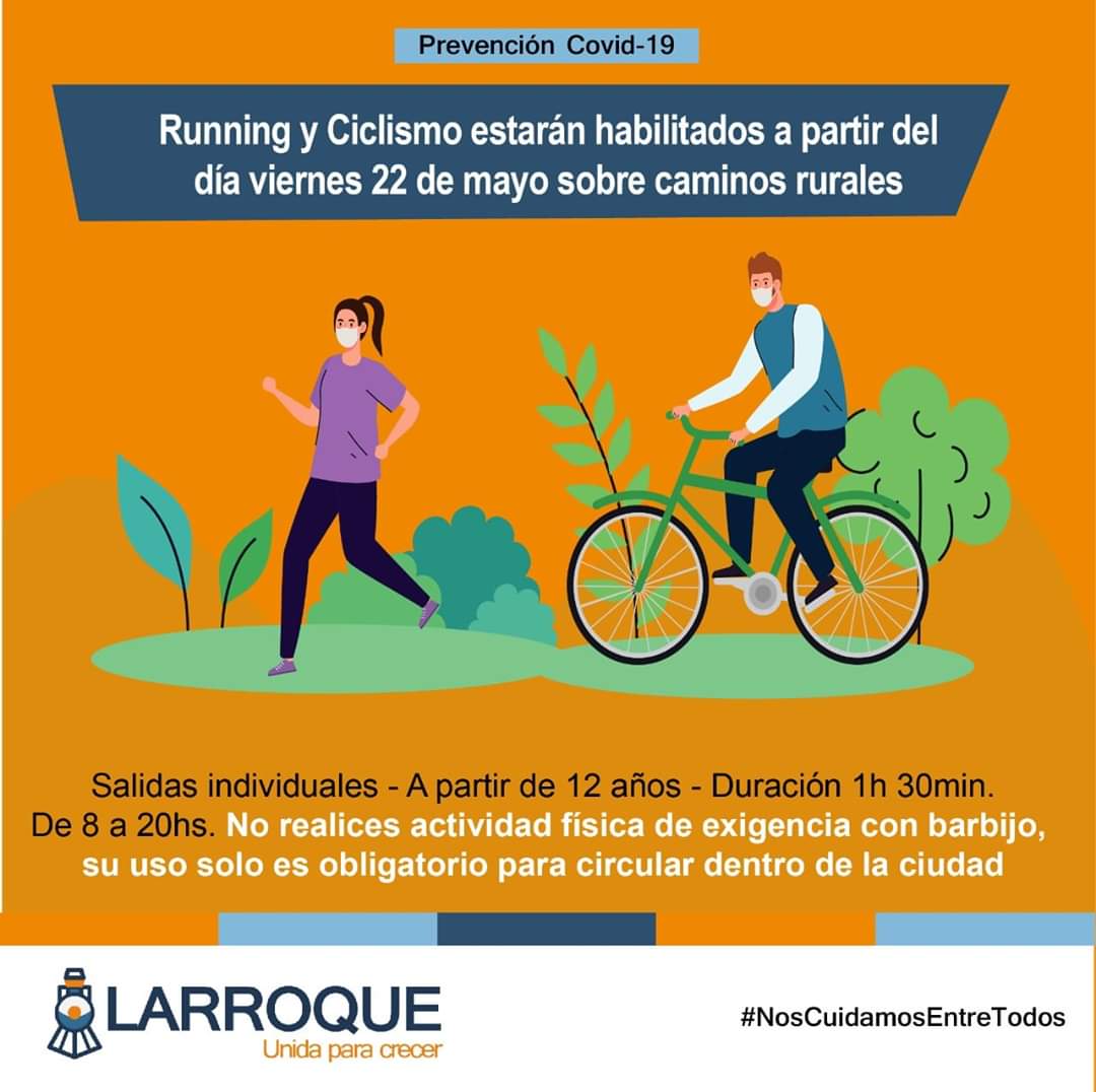 En Larroque se puede salir a  correr y andar en bicicleta