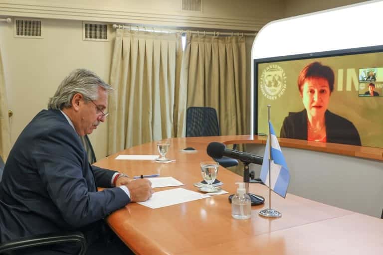  Georgieva definió como “muy bueno” el diálogo con Alberto Fernández