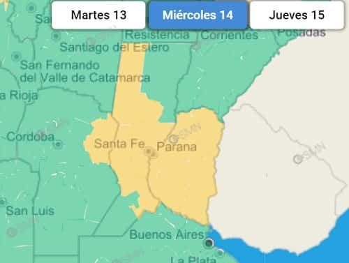 Advierten sobre posibles tormentas fuertes para el miércoles en Entre Ríos