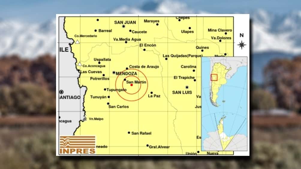 Se registró un sismo de 5,2 grados con epicentro   a 69 kilómetros de Mendoza capita