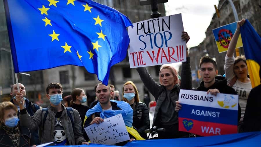 Crecen en Europa las   protestas contra el   ataque de Rusia