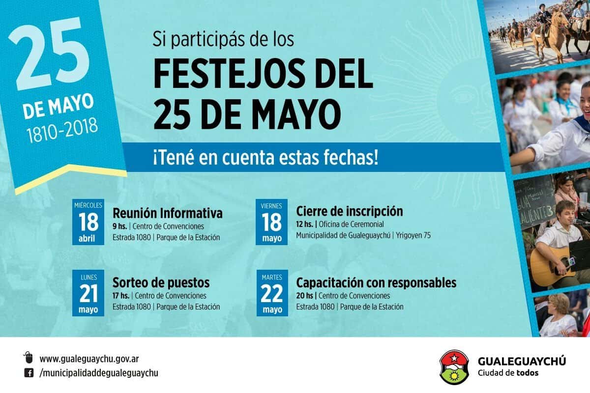 Se realiza este miércoles la reunión informativa por los festejos del 25 de mayo