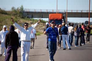 Los trabajadores de la  carne protestaron en el  centro de C. del Uruguay