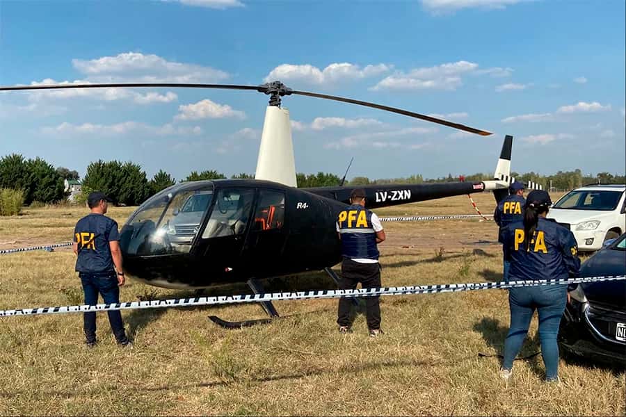 El helicóptero que iban a usar para intentar rescatar al capo narco y que estaba oculto en un hangar del aeródromo de Gualeguaychú.